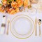 210PCS Clear-Gold Plastic Plates - Dinnerware Sets for 30 Guests - 60 Disposable Plates, 90 Plastic Silverware, 30 Cups, 30 Napkins for Party